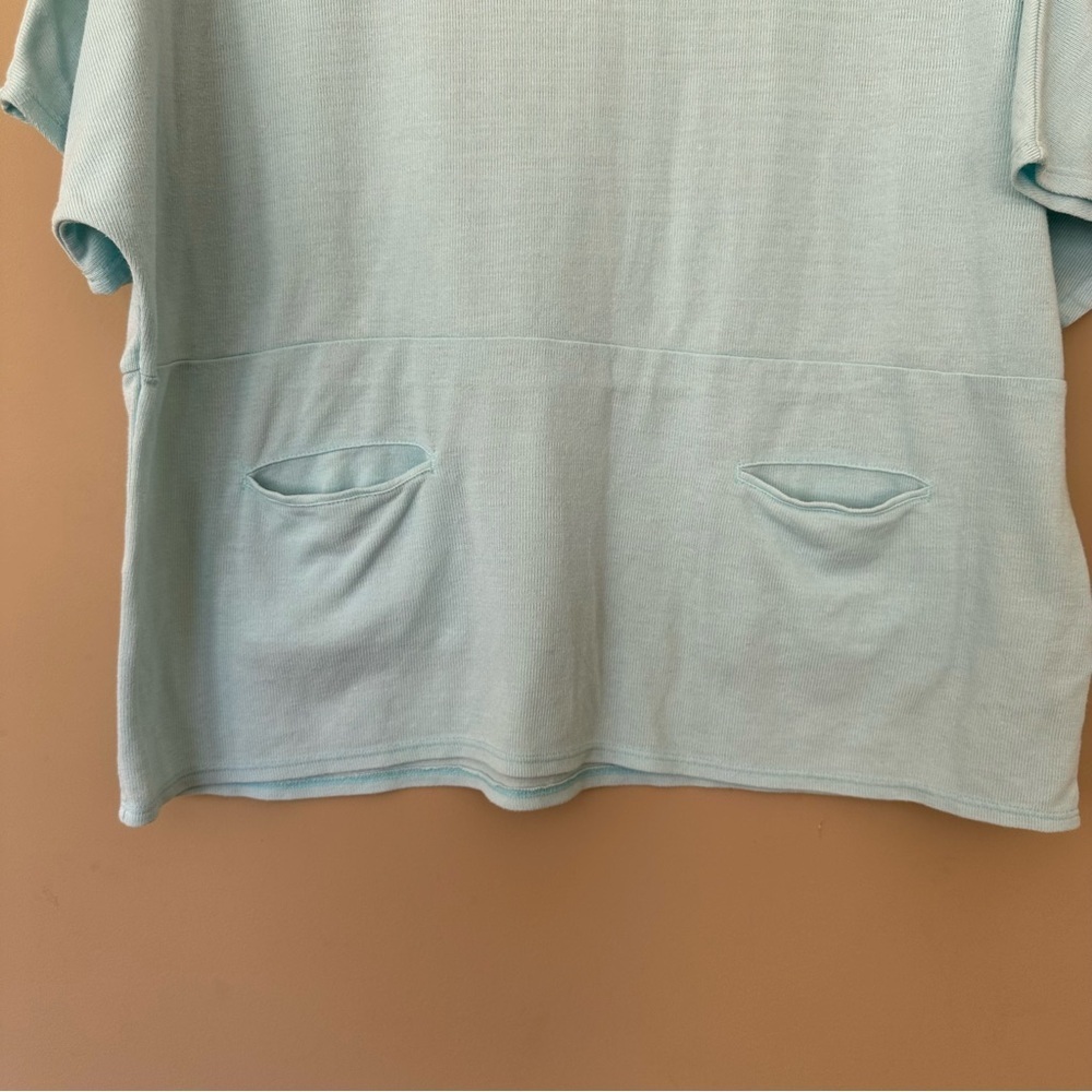 Fresh Produce Women L Lagenlook Boxy Top Slub Pockets Baby Blue USA Comfortable - Picture 6 of 9